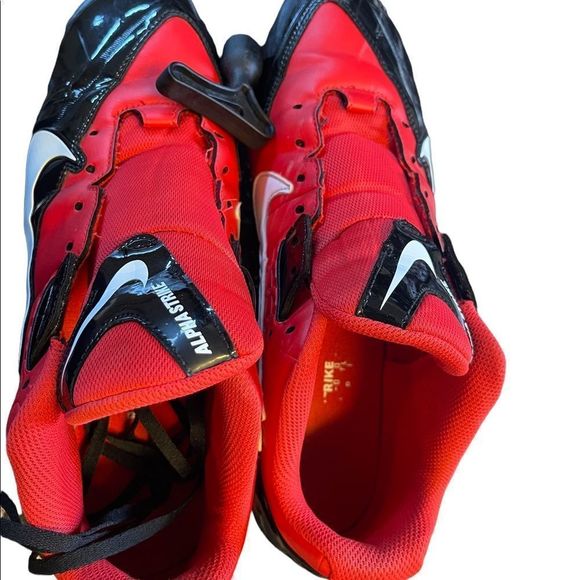 NIKE , alpha strike , dual pull , football cleats. Red black size 12 - Picture 4 of 5